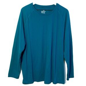 ATHLETIC PERFORMANCE BLEND Long Sleeve T-Shirt 2XL Teal Crew Neck.
